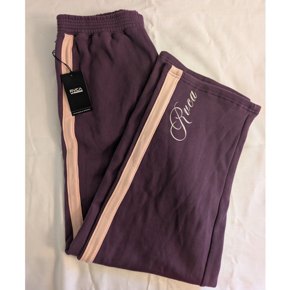 RVCA Purple & Pink Striped Pants Medium